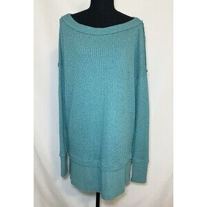 Free People‎ We The Free North Shore Thermal Tunic Teal Top Women's SMALL